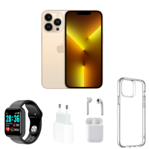 iPhone 13 Pro Max - 128GB Package Deal (Phone + Earpods + Charger + Smartwatch + Cover)